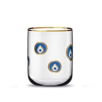 طقم كاسات زجاجية فاخرة مذهبة بزخرفة لون ازرق عصرية...