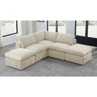 كنبة زاوية حرف L تصميم مودرن - لون بيج