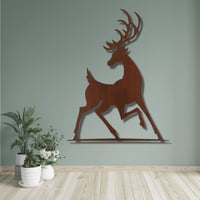 لوحة ديكور جدارية منحوتة خشبية الظبي