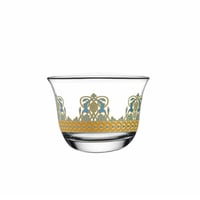 طقم فناجين قهوة عربية مذهبة بزخرفة ملونة عصرية وان...