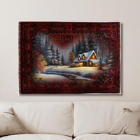 لوحة جدارية مطبوعة بخلفية سجاد وكولاج صورة منزل