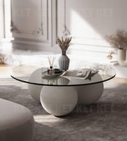 طاولة وسط بسطح زجاج شفاف -مقاس 120*45