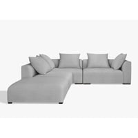 كنب زاوية حرف L بتصميم مودرن-رمادي فاتح