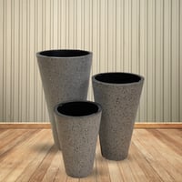 حوض و اصيص نباتات صناعية وطبيعية - رمادي - بثلاثة...