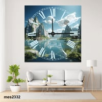 ساعة حائط أكريليك مربعة – بحيرة العوالم الطائرة