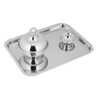 صينية تقديم مستطيلة مع وعاء تمر ووعاء صغير من السي...