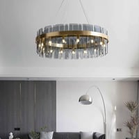 انارة سقف معلقة ثريا دائرية زجاج سموك 12 لمبة تصمي...