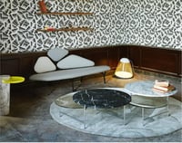 طاولة وسط رخام وزجاج اسود