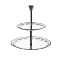 صينية تقديم زجاجية فاخرة طابقين بزخرفة بلاتينية ان...