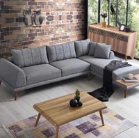 كنب زاوية شكل حرف L تصميم مودرن -رمادي