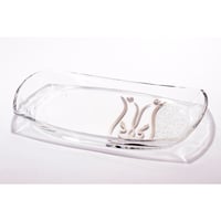 صحن تقديم زجاجي مستطيل بزخرفة بلاتينية عصرية وانيق...