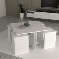 طاولة وسط 5 قطع تصميم عصري - لون ابيض