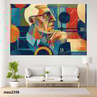 ساعة حائط أكريليك مستطيلة – بورتريه فني تجريدي ملو...