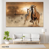 ساعة حائط أكريليك مستطيلة - خيل عربي