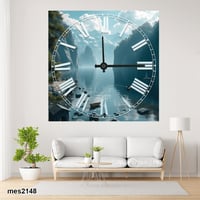 ساعة حائط أكريليك مربعة – بحيرة الجبال الزرقاء