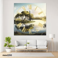 ساعة حائط أكريليك مربعة – شجرة الانعكاس الذهبي