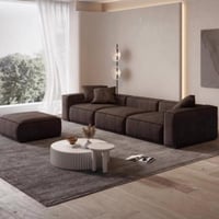 كنب ثلاث مقاعد مودرن مع بوف - لون بني