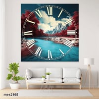 ساعة حائط أكريليك مربعة – النهر الفيروزي بين الجبا...