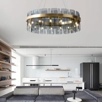 انارة سقف معلقة ثريا دائرية زجاج سموك 12 لمبة تصمي...