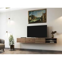 طاولة تلفزيون جدارية - لون خشبي - مقاس 200*42 * 23