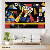 ساعة حائط أكريليك مستطيلة بتصميم تجريدي هندسي بألو...