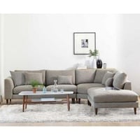 كنب مودرن شكل حرف ال للصاله اللون - رمادي