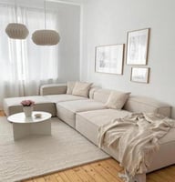 كنب زاوية شكل حرف L تصميم مودرن -بيج