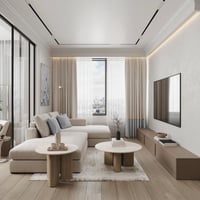 كنبة زاوية كتان تصميم مودرن - لون بيجي