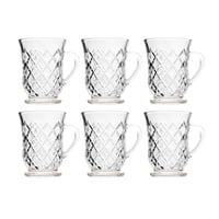 طقم اكواب شاي زجاجية شفافة خط ذهبي من السيف - 6 قط...