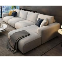 كنب مودرن شكل حرف ال للصاله اللون - بيج