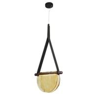 انارة سقف معلقة ديكورية مودرن جلد وزجاج مموج اصفر