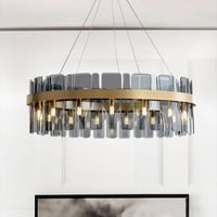 انارة سقف معلقة ثريا دائرية زجاج سموك 12 لمبة تصمي...