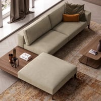 كنب زاوية مودرن مع طاولة وسط - لون بيج غامق