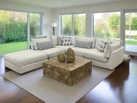 كنب زاوية حرف L بتصميم مودرن-رمادي فاتح