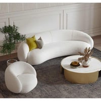 طقم كنب غرفة معيشة بوكليه مودرن قطعتين - لون ابيض