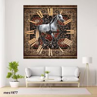 ساعة حائط أكريليك مربعة الخيول العربية – الفارس ال...