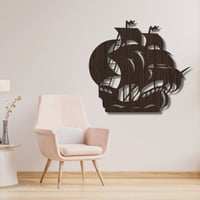 لوحة ديكور منحوتة خشبية جدارية سفينة