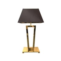 اضاءة ستاند أباجورة فندقي ذهبي لامع وفابريك أسود -...