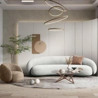 طقم كنب معيشة وكرسي بوكليه تصميم مودرن - لون ابيض...