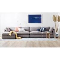 كنب زاوية حرف L بتصميم مودرن-رمادي