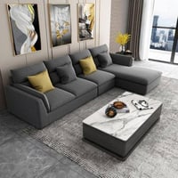 كنب زاوية حرف L تصميم مودرن - لون رمادي غامق