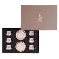 طقم فناجين قهوة بورسلان مذهب فاخر بزخرفة انيقة مست...
