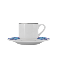 طقم فناجين قهوة بورسلان فاخر بزخرفة ملونة انيقة مس...