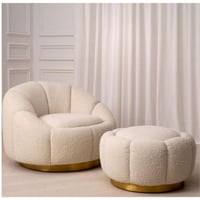 كرسي بوكليه مودرن مع بوف - لون بيج