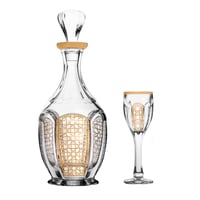 طقم شراب زجاجي فاخر بزخرفة ذهبية مستوحاة من الطراز...