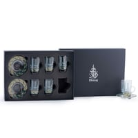 طقم بيالات وفناجين شاي بيد مع صحن اخضر مذهب بتصميم...