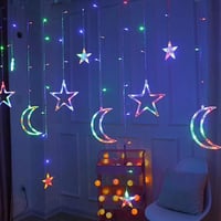 سلسلة اضواء ملونة LED على شكل نجوم وقمر ستارة مضيئ...