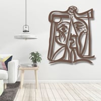 منحوتة خشبية لوحة ديكور نقشة وجه تجريدي فتاة