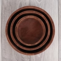 طقم أواني مطبخ خشبية دائرية مفتوحة - 3 قطع