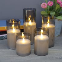 شمعة مضيئة تعمل بالبطارية - زجاج فضي L